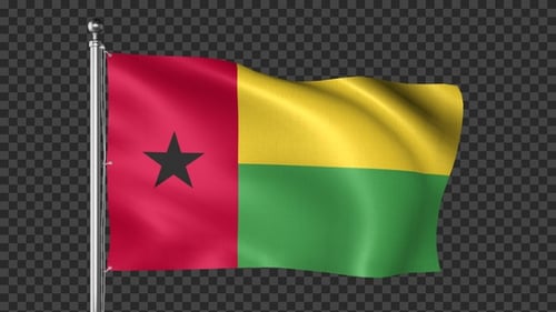 Guinea-Bissau Flag Waving Seamless Loop Animation