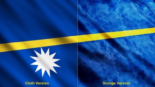 Nauru Flag Waving Animation with Clean and Grunge Styles