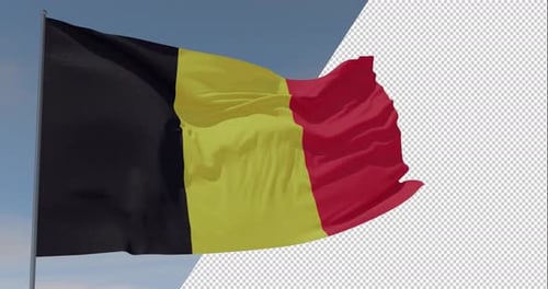 Realistic Waving Belgium Flag with Alpha Channel Loop