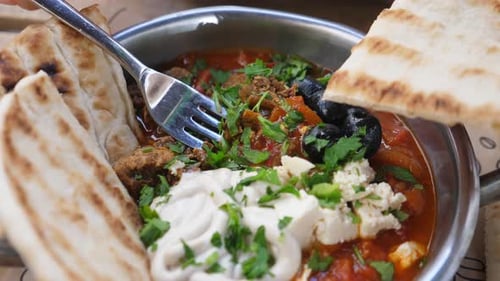 Middle Eastern Shakshuka Breakfast With Feta and Olives
