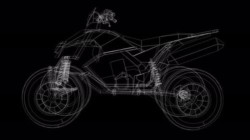 Low Poly 3D ATV Wireframe