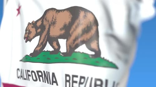 Waving California Republic Flag Realistic Animation