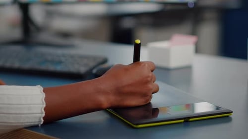 Stylus on Drawing Tablet Close Up