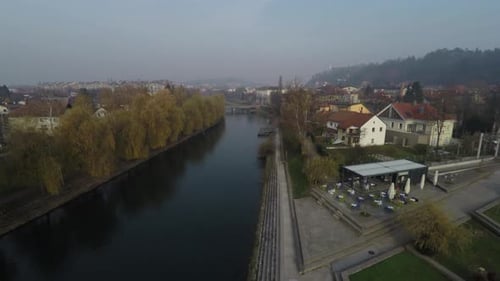 Aerial view of the waterfront