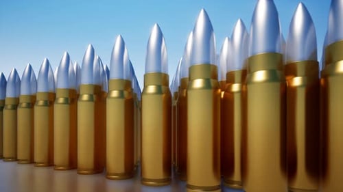 Eine Reihe von Kugeln aus Waffen
