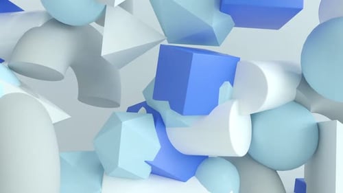 Abstract 3D Blue and White Floating Shapes Background Loop