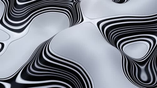 Abstract Wavy Black and White Stripes Background Animation