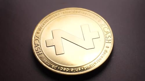 Macro shot of a Gold Zcash Coin