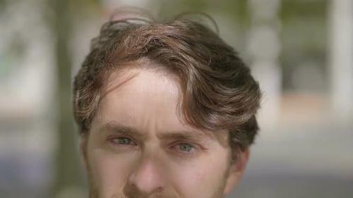 Close Up of Person's Face Outside