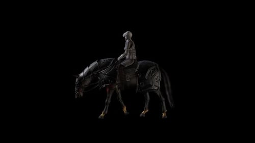 Animated 3D Knight Riding Horse on Alpha Channel
