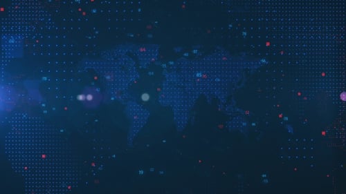 Futuristic Global Digital World Map with Data Points Animation