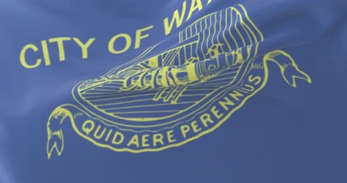 City of Waterbury Flag Waving Seamless Loop Animation