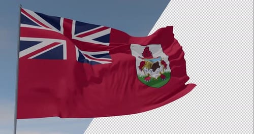 Realistic Bermuda Flag Waving Seamless Loop with Alpha Channel