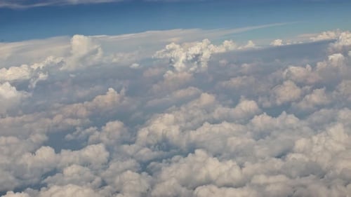 Beautiful with White Clouds Blue Sky Sea a View From an Airplane