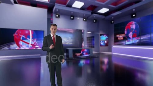 3D Virtual Tv Studio News B9023