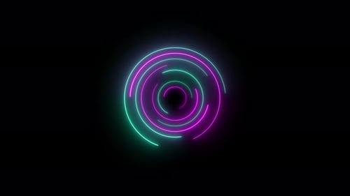Abstract Neon Glowing Circles Rotating Seamless Loop