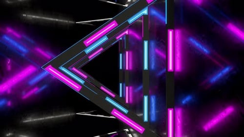 Abstract Neon Geometric Triangle Tunnel Loop Background
