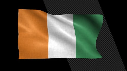 Ivory Coast Flag Realistic Waving Loop Animation