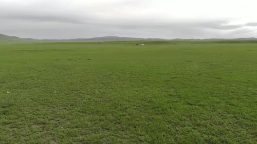 Aerial View of Peaceful Green Field Landscape