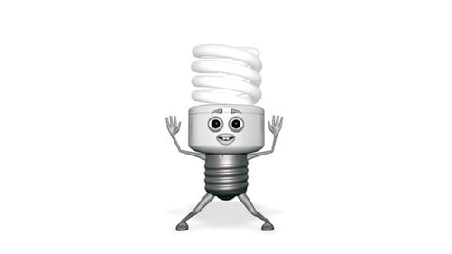 Animated Light Bulb Character Blinks Eyes