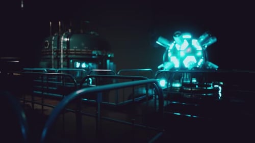 Futuristisches Cyberpunk-Kraftwerk Thermonuklear- oder Kernreaktor