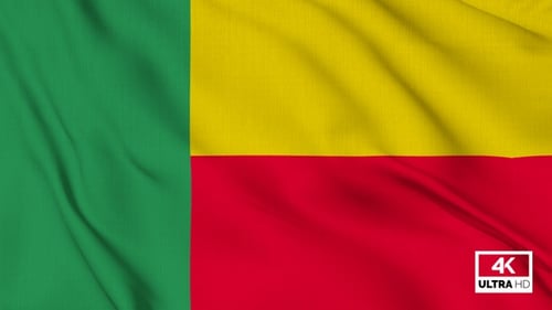Waving Fabric Flag of Benin