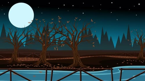 Park In Autumn Cartoon Background