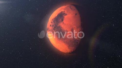 Space shuttle close to planet mars