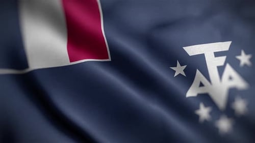 French Southern Antarctic Lands Flag Waving Seamless Loop