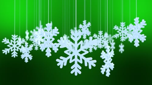 3D Snowflake On Green Background