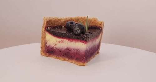 Delicious Slice of Blueberry Cake on White Plate