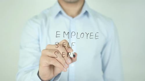 Writing Employee Self Service on Clear Surface