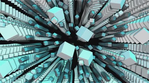 4K Abstract geometric cubes with echo effect