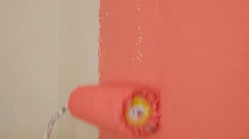 Painting the Wall Coral with Paint Roller