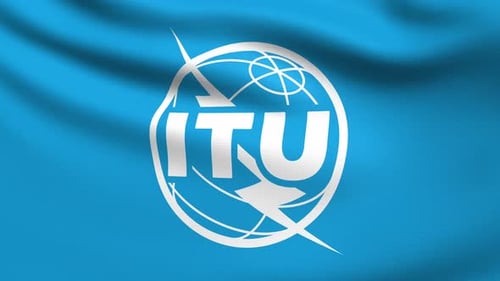 Waving ITU Flag Logo Loop Animation for Corporate and Technology Presentations