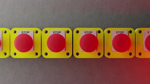 Sequential Red Stop Buttons Pressing Animation