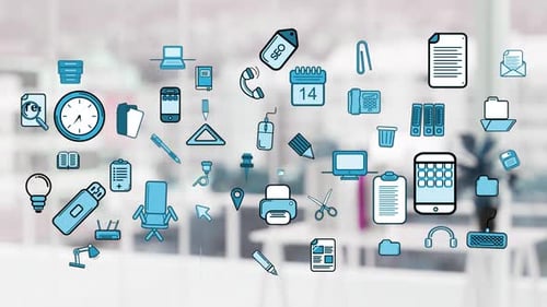 Animated Business Technology Icons Flowing Background