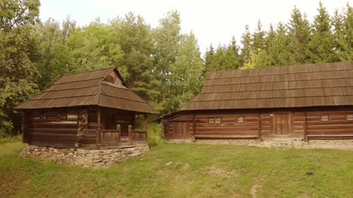 Rustic Log Cabins in Rural Area