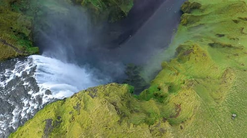 Flying Above Skogafoss Waterfall, Iceland
