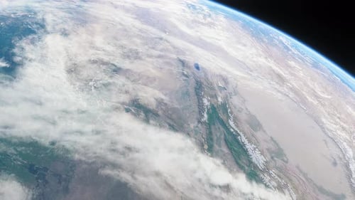 Raumschiff fliegt über den Planeten Erde