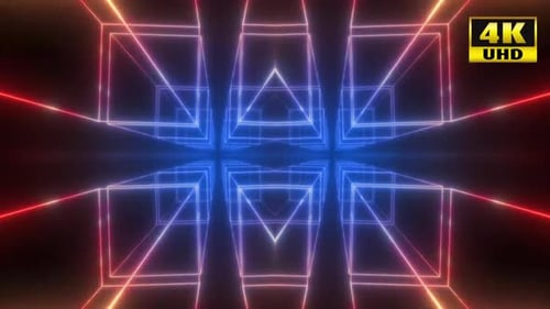 Dynamic Neon Geometric Tunnel Loop Background Animation