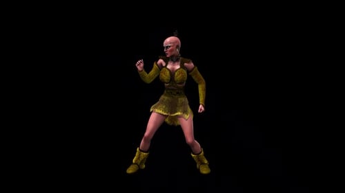 Tribal Woman Character Performing Energetic Dance Loop Animation