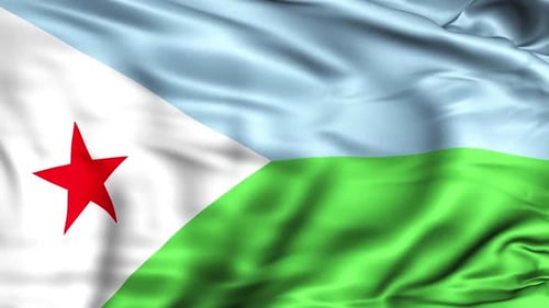 Realistic Waving Flag of Djibouti Seamless Loop