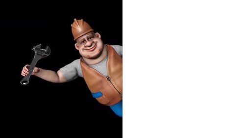 Comic 3D Workman Show Ads Looped auf Weiß