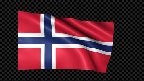 Waving Flag of Norway Alpha Channel Animation