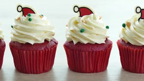 Festive Christmas Cupcakes with Red Velvet and Frosting