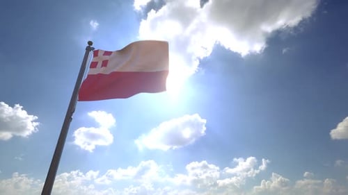 Flagge der Provinz Utrecht (Niederlande) auf einem Fahnenmast V4 - 4K