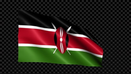 Realistic Kenya National Flag Waving Animation