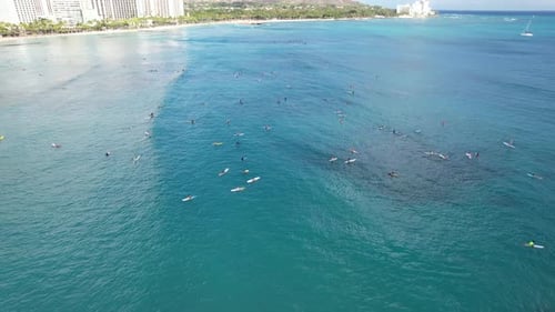 Surfistas da praia de Waikiki 4 km