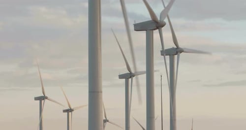 Parque de turbinas eólicas que genera energía limpia